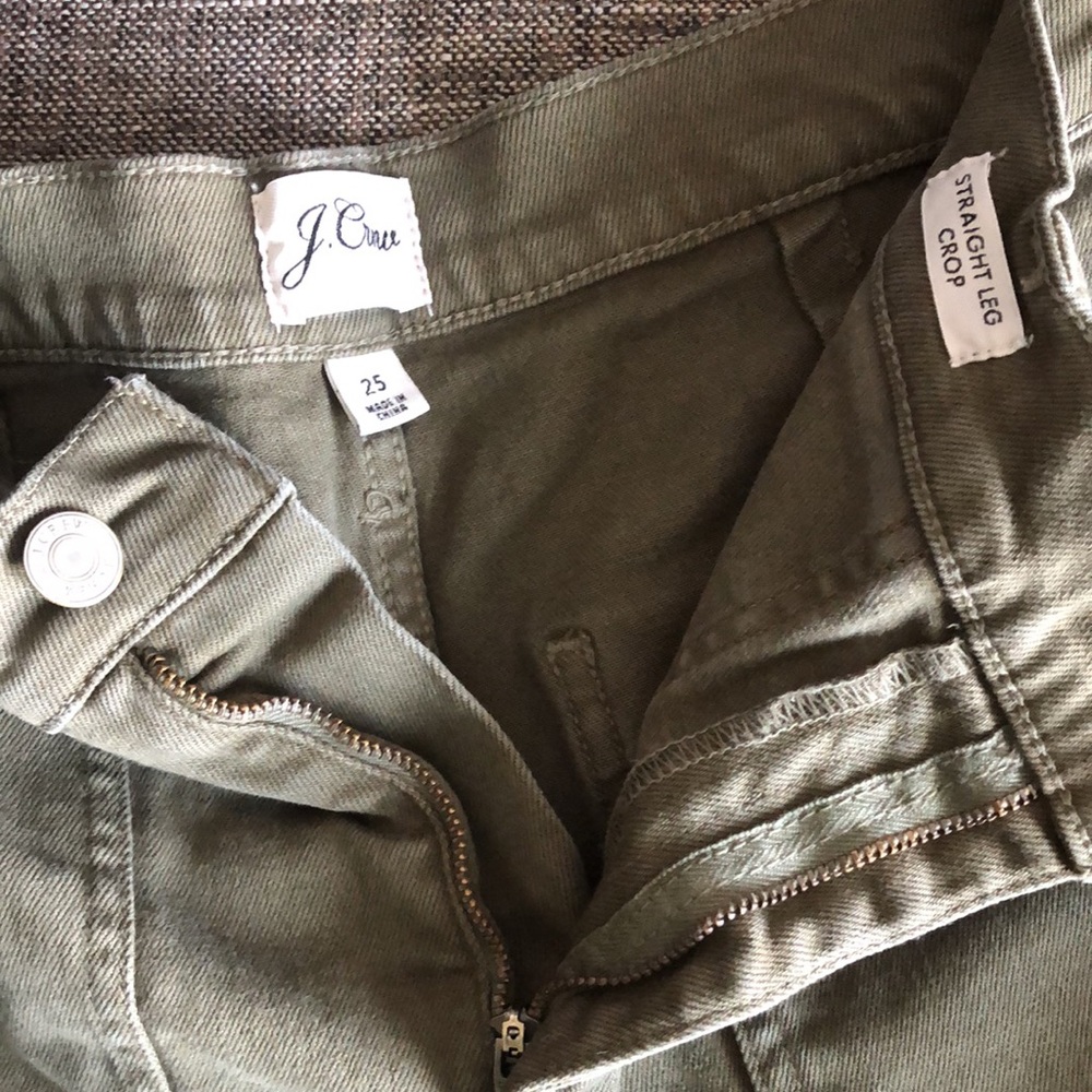 J Crew Khaki/Army Green Straight Leg Crop Pant - Picture 9 of 10